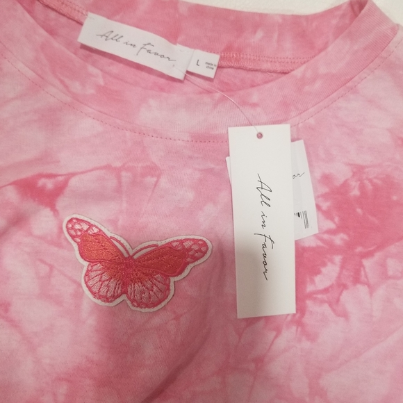 NWT Women's All In Favor Pink Tie Dye tee, long sl - Picture 4 of 5